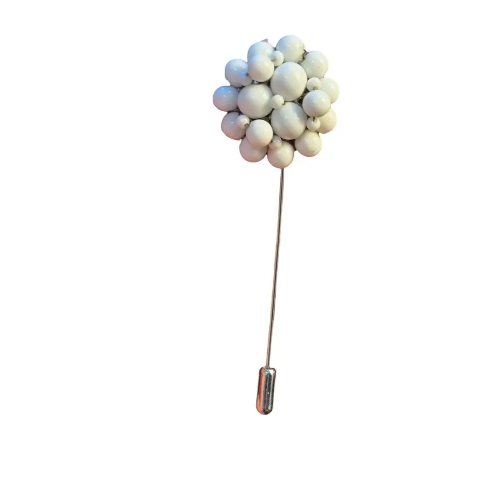 White Bead Cluster Stick Pin Handmade from a Single Vintage Earring